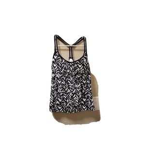 NWT Kona Sol Tankini Top Womens Medium Black White Racerback Swimwear Padded